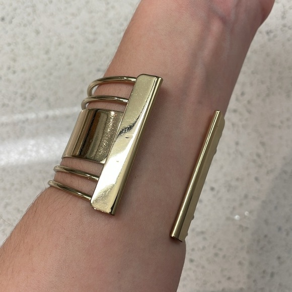 Stylish Shiny Aldo Gold Slip On Bangle Bracelet With Cut Outs - Picture 4 of 7